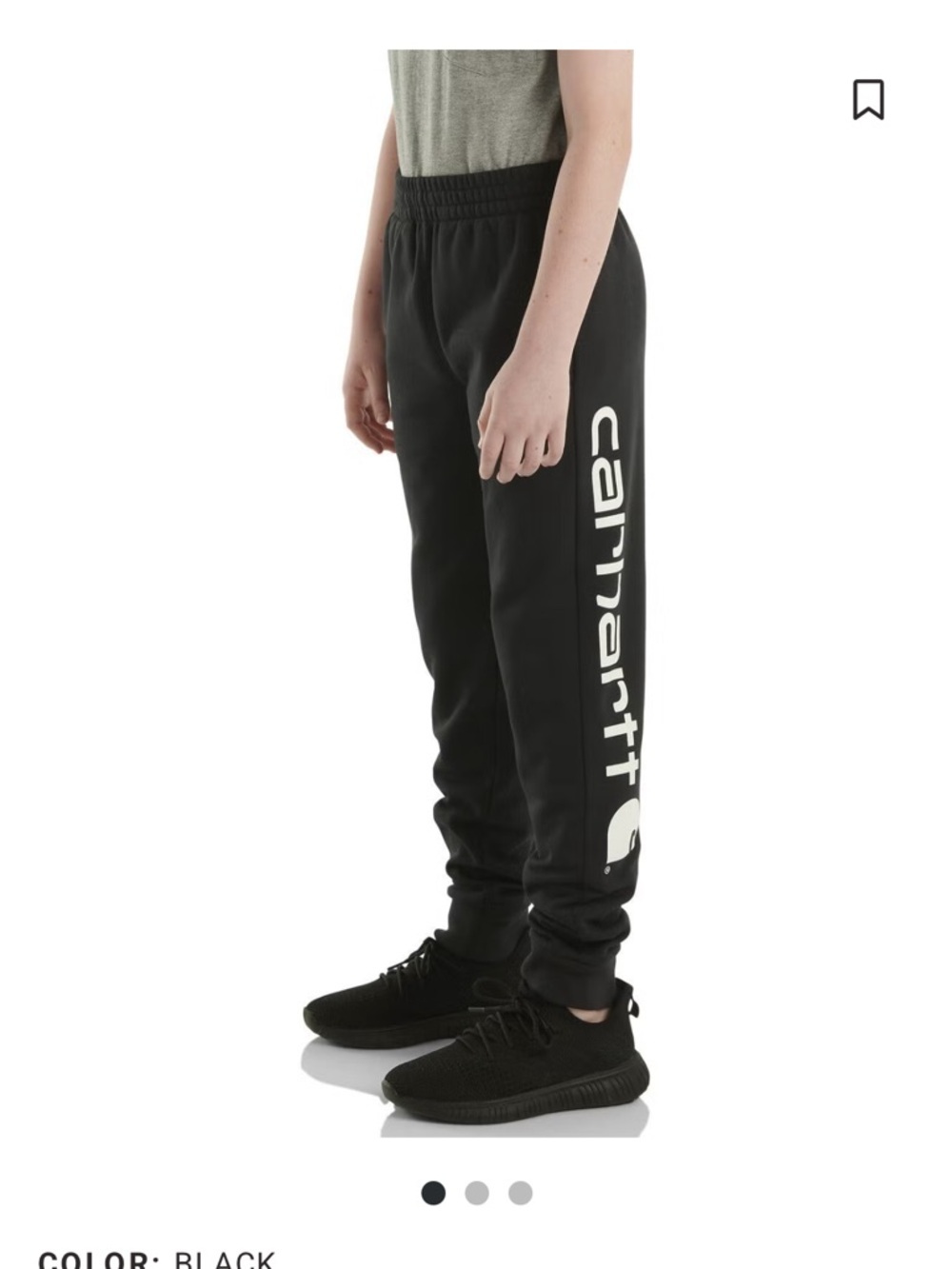 Carhartt Kids Black Sweat Joggers with White Side Logo